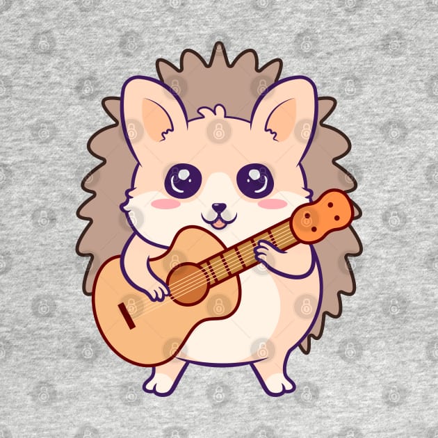Adorable Hedgehog Playing Acoustic Guitar Cartoon by RayanPod
